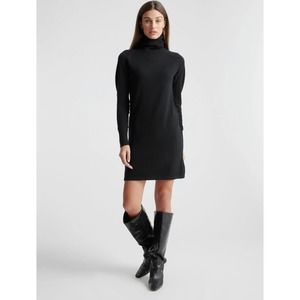 Quince Cashmere Black Turtleneck Sweater Dress